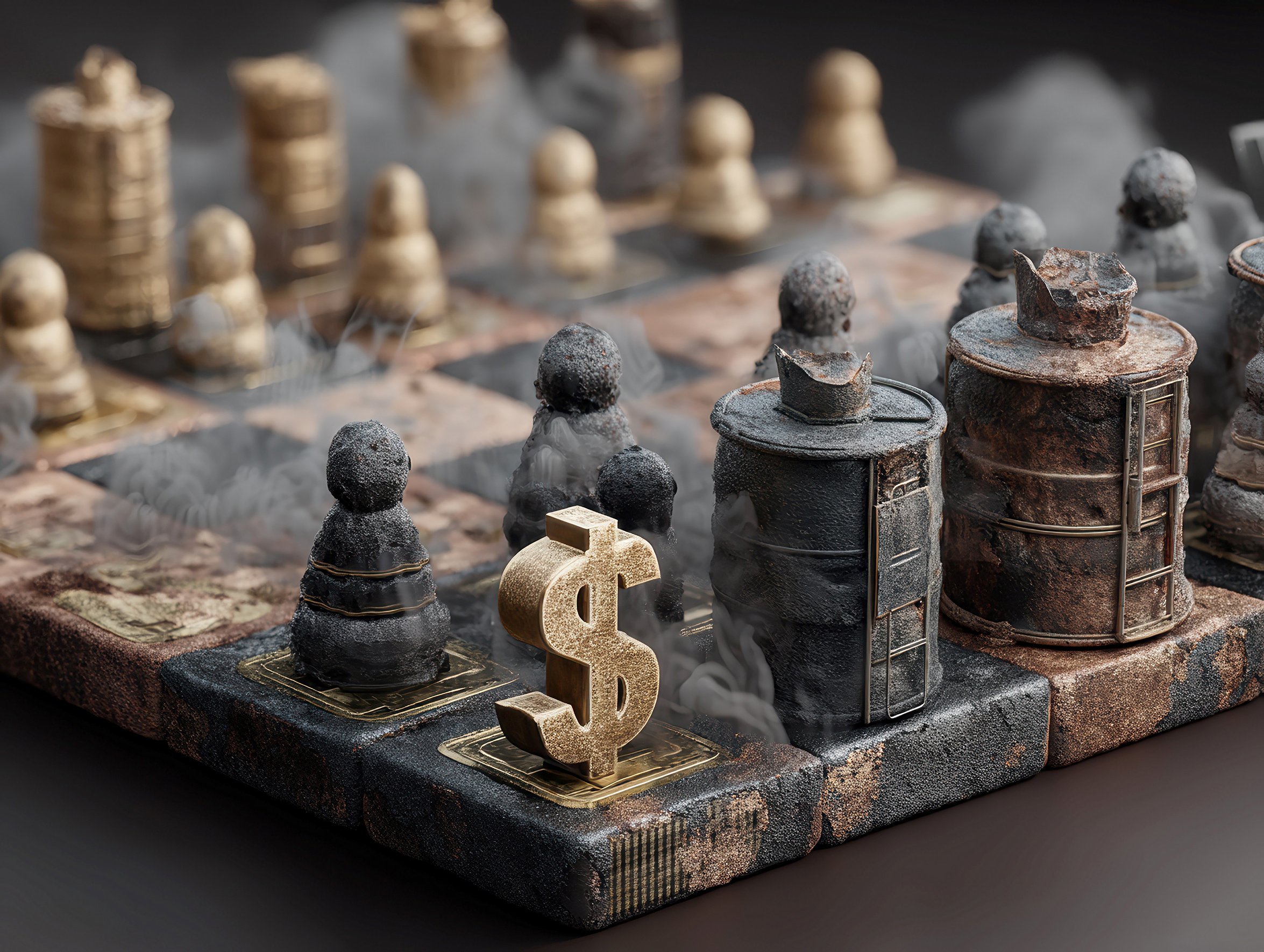 An old, gold chessboard with finance-related pieces symbolizes strategic decisions in banking, investing, or corporate strategy - AI-Generated An old, gold chessboard with finance-related pieces symbolizes strategic decisions in banking, investing, or corporate strategy - AI-Generated